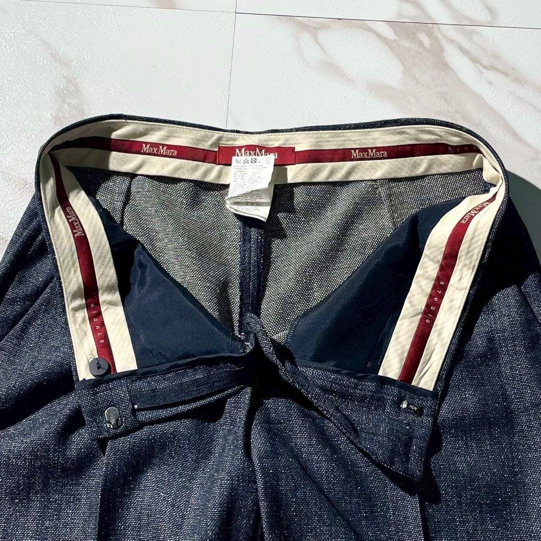 マックスマーラ　セットアップ　ネイビー　デニム　赤タグ　レディース　フォーマル