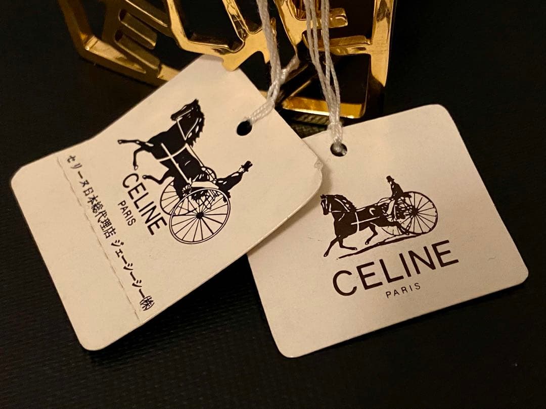 未使用 90s ビンテージ セリーヌ リバーシブル 本革 レザーベルト 黒/馬車