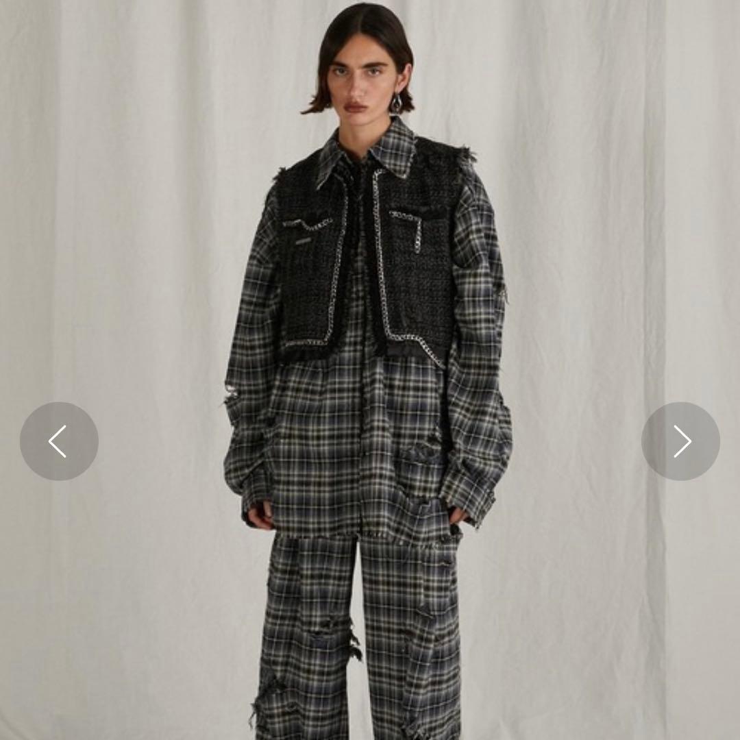 PRANK PROJECT ダメージチェックシャツ　ブルー