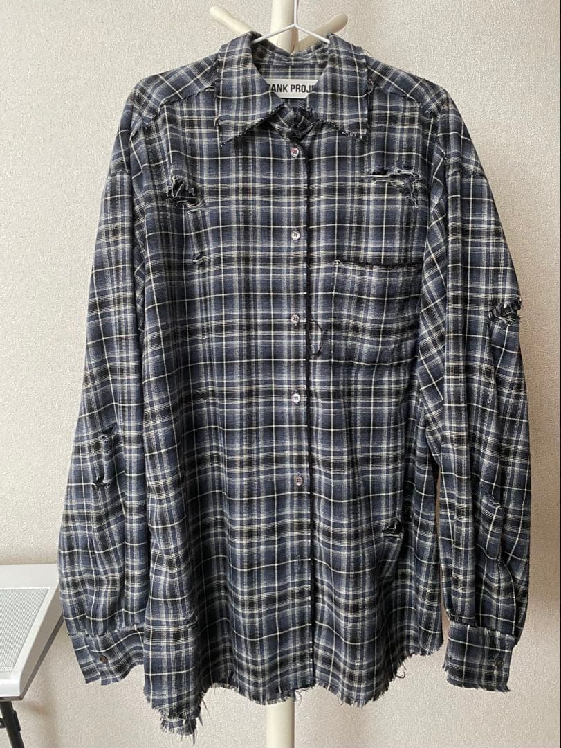 PRANK PROJECT ダメージチェックシャツ　ブルー