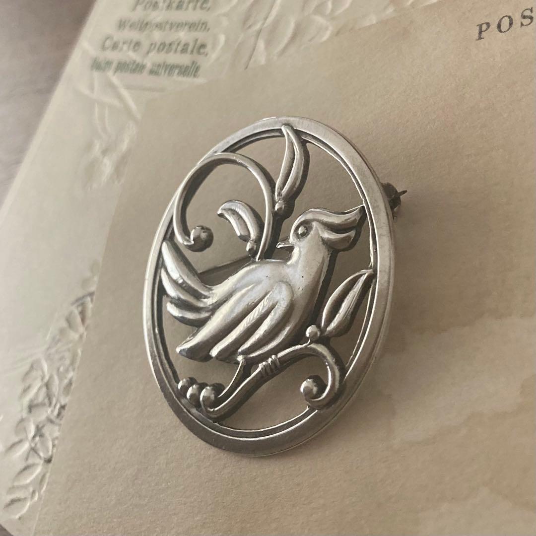 ヴィンテージ＊ブローチ　鳥　バード　シルバー　北欧　アンティーク