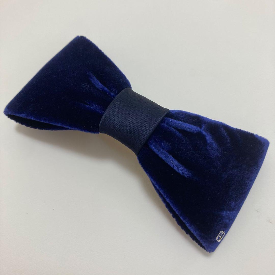 新品☆alexandre de paris☆ベロアリボンバレッタ ネイビー