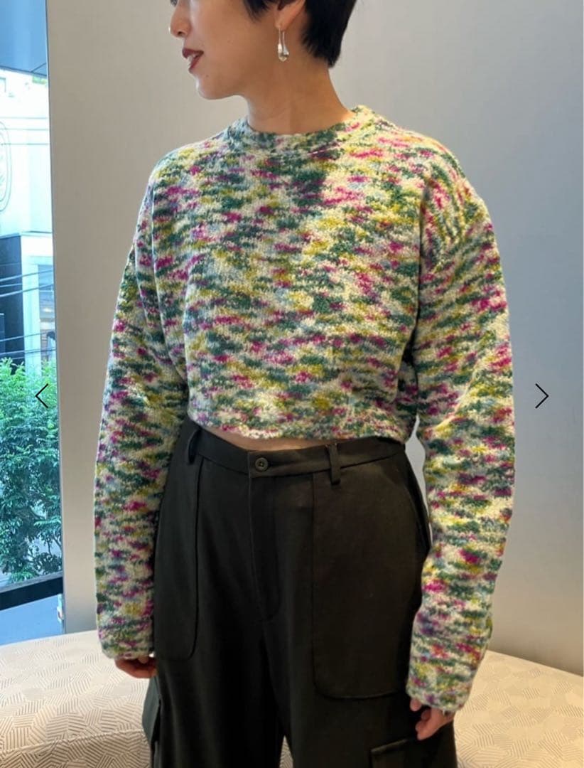 ＜6(ROKU)＞ウールコットン ミックス ニット プルオーバー　KELLY