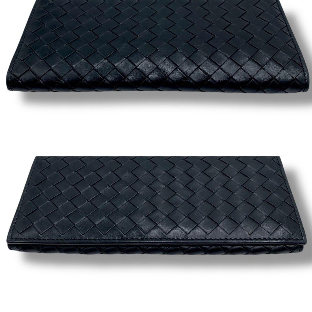 美品✨ボッテガヴェネタ 長財布 イントレチャート 二つ折り財布 レザー ブラック
