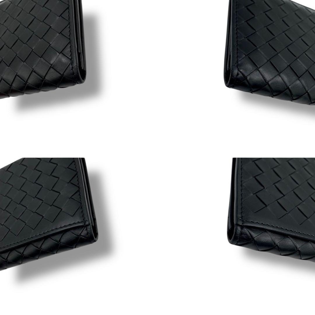 美品✨ボッテガヴェネタ 長財布 イントレチャート 二つ折り財布 レザー ブラック