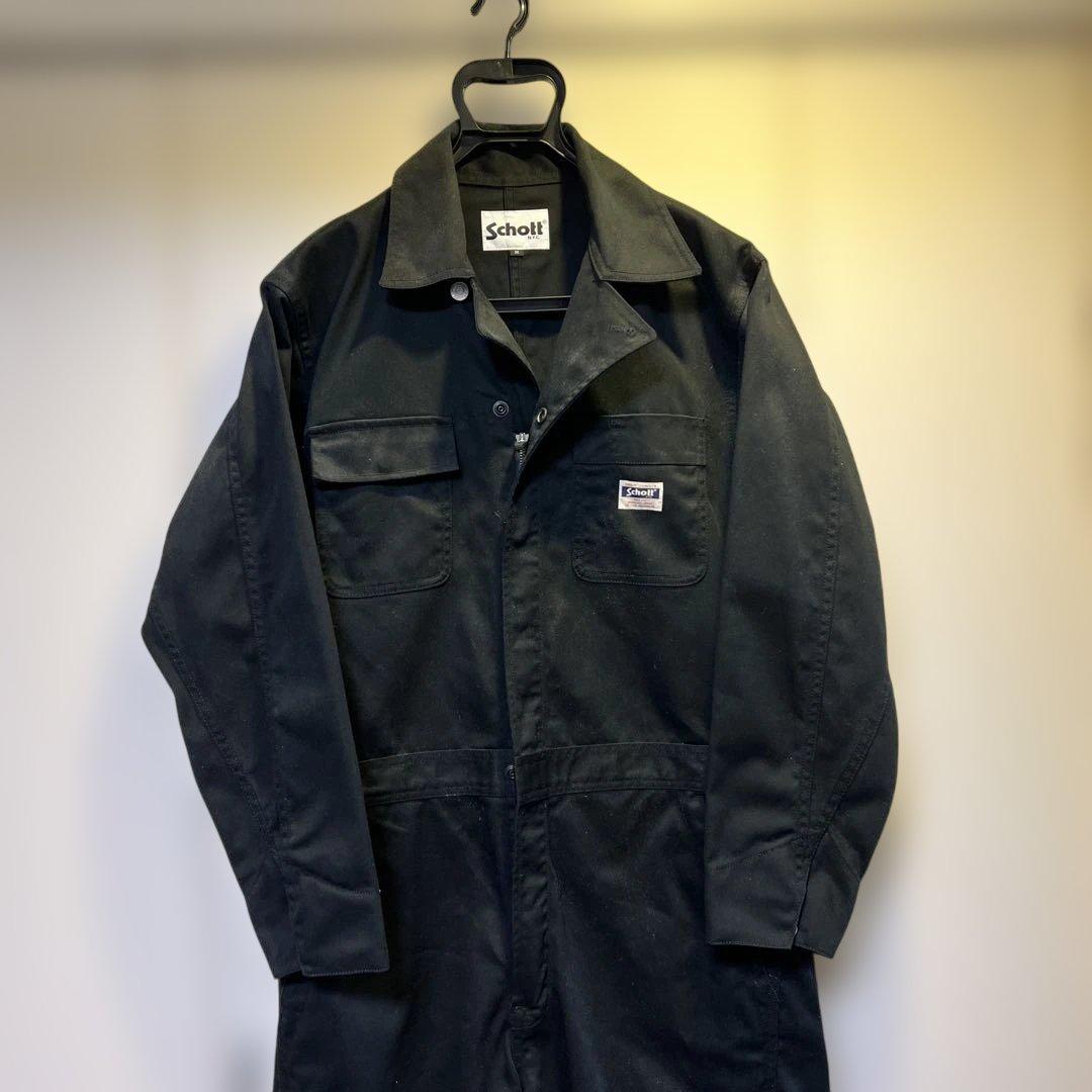 Schott ブラックオーバーオール Mサイズ