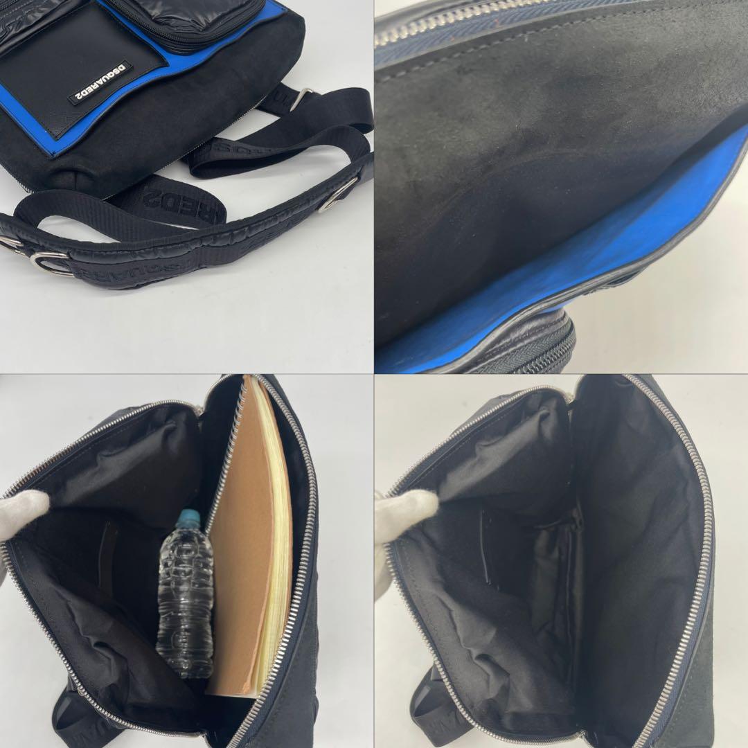 ディースクエアード ショルダーバッグ 斜め掛け スクエア 多収納 ナイロン 黒