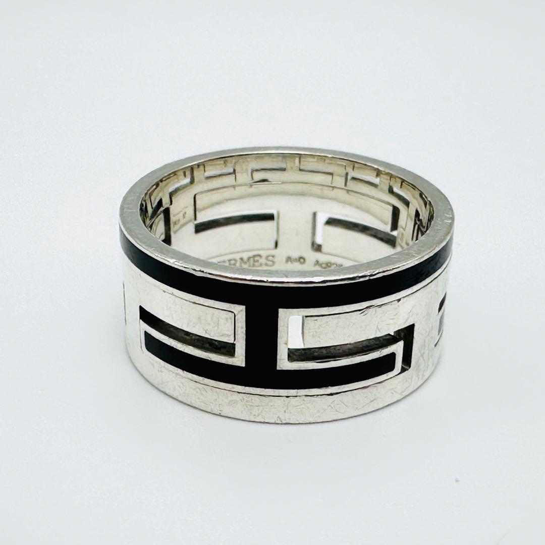 HERMES ムーブアッシュ　H リング　サイズ57 シルバー　ブラック　925