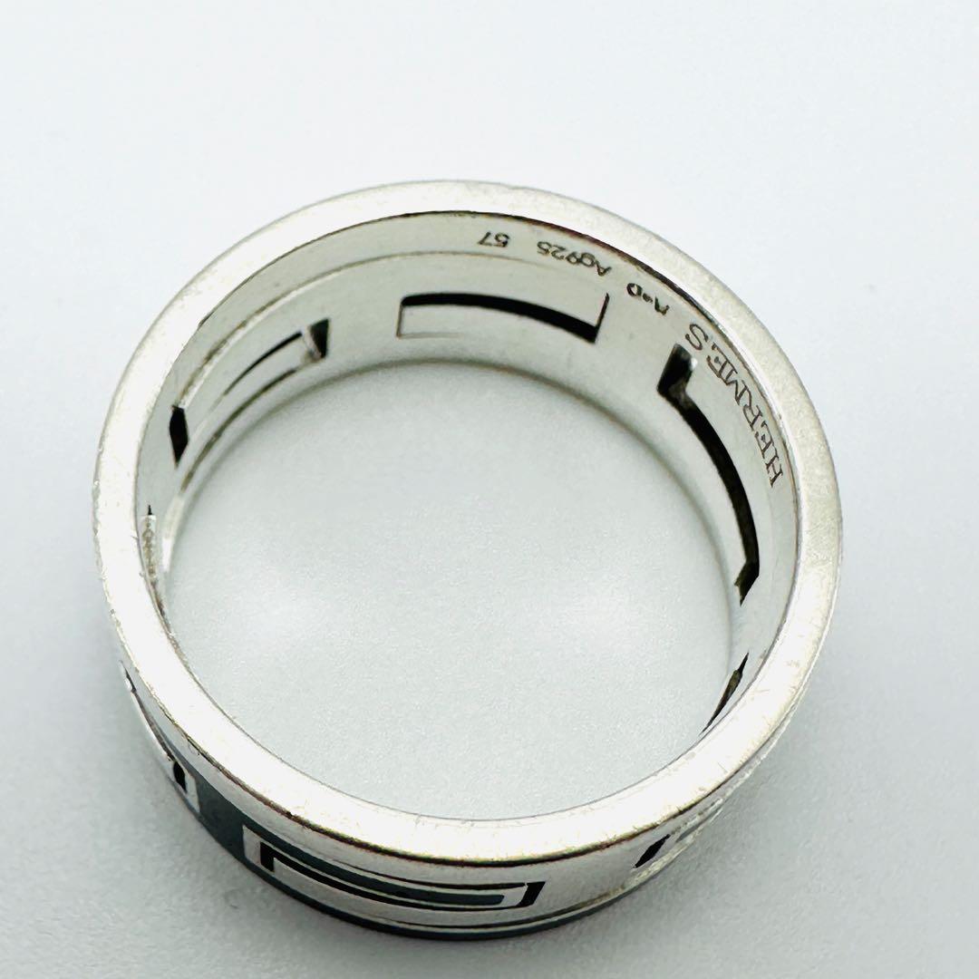 HERMES ムーブアッシュ　H リング　サイズ57 シルバー　ブラック　925