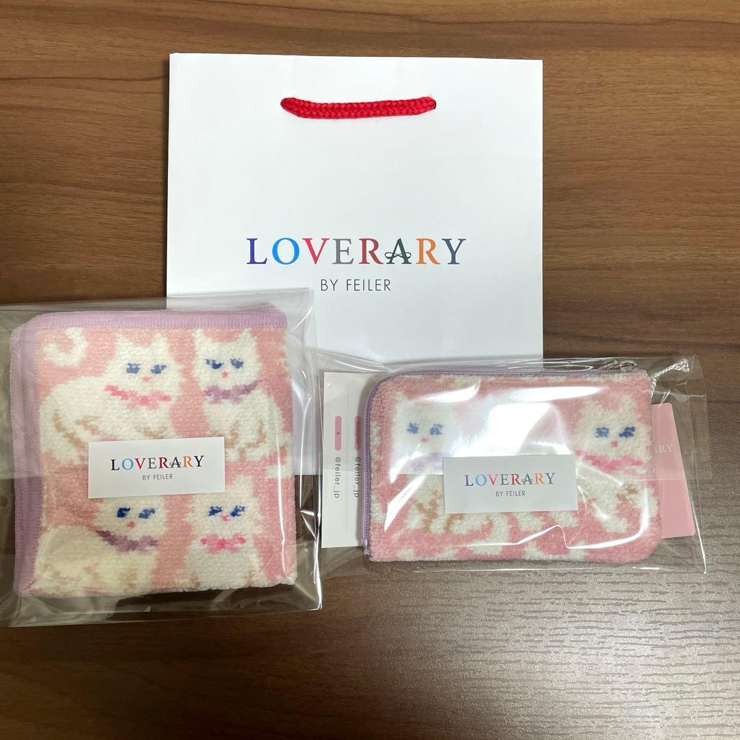 【新品】FEILERラブラリー★モフモフネコチャン★L字ポーチ＆ハンカチ