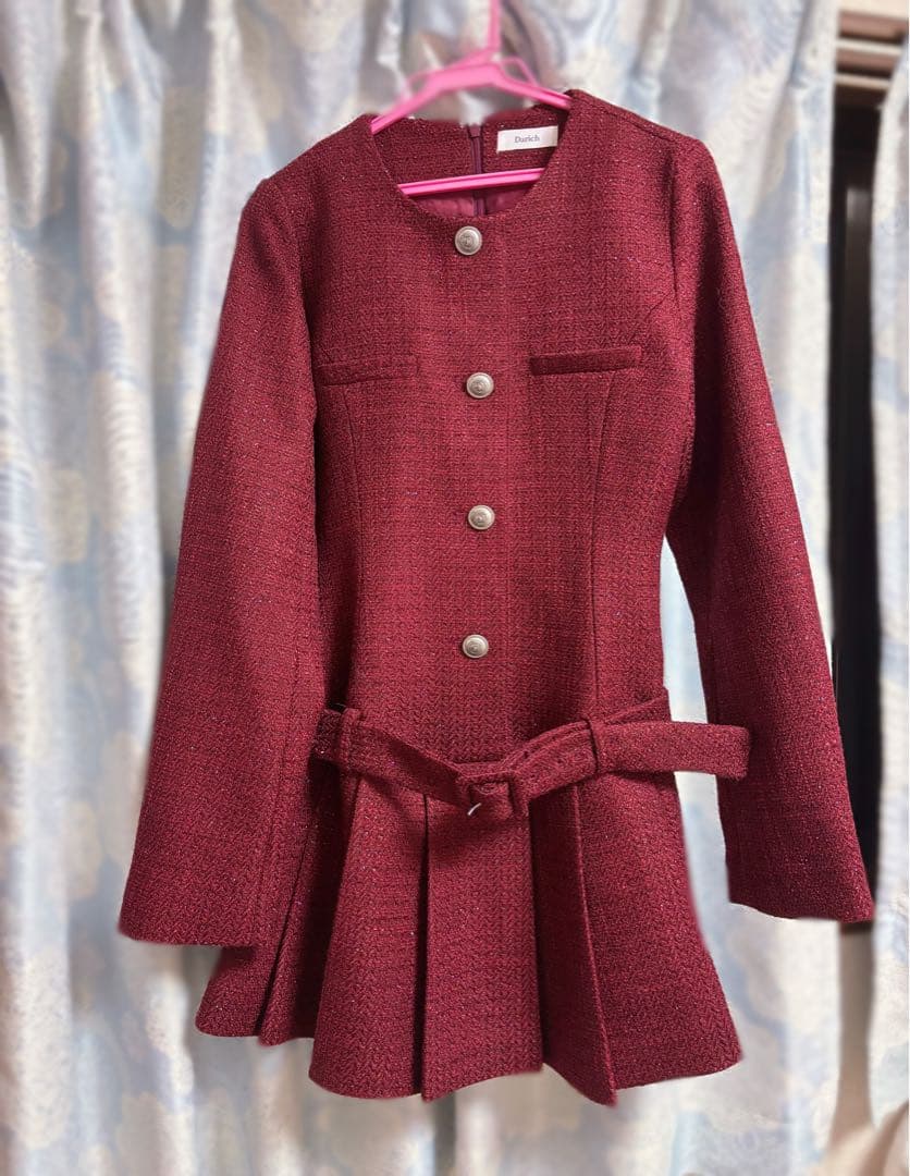 ダーリッチ Darichボックスプリーツツイードミニワンピース