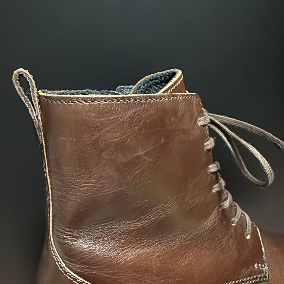 エコー ショートブーツ クラシック 15 本革 サイドジップ　24.0cm 茶