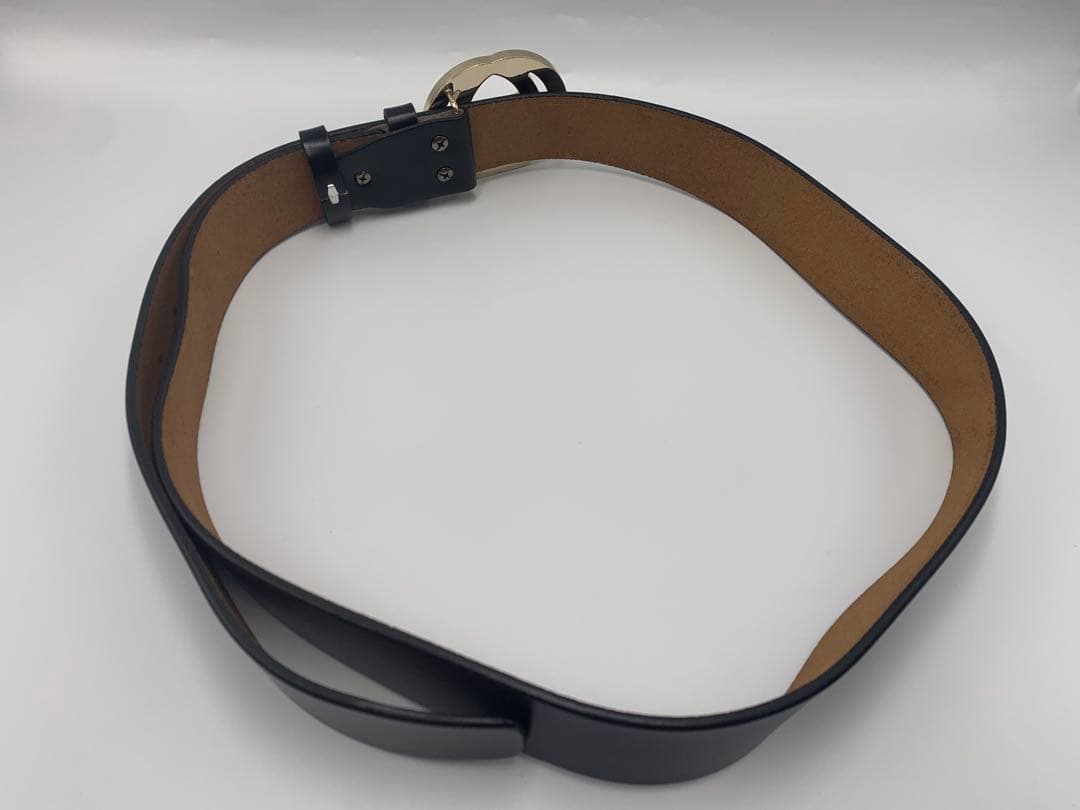 【美品】グッチ　GUCCI ダブルGロゴ ブラックレザーベルト　メンズ