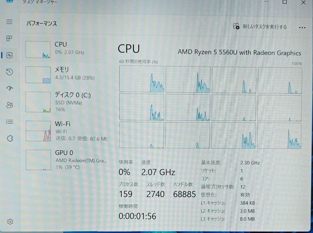 みんと　F-83/Ryzen 5 5560U/SSD256/16GBメモリ