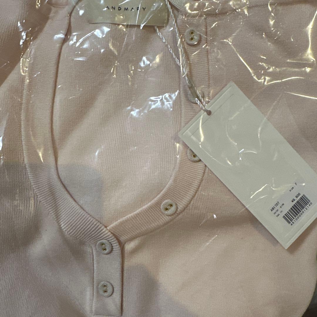 トップス andmary Hein ribbon knit tops pink
