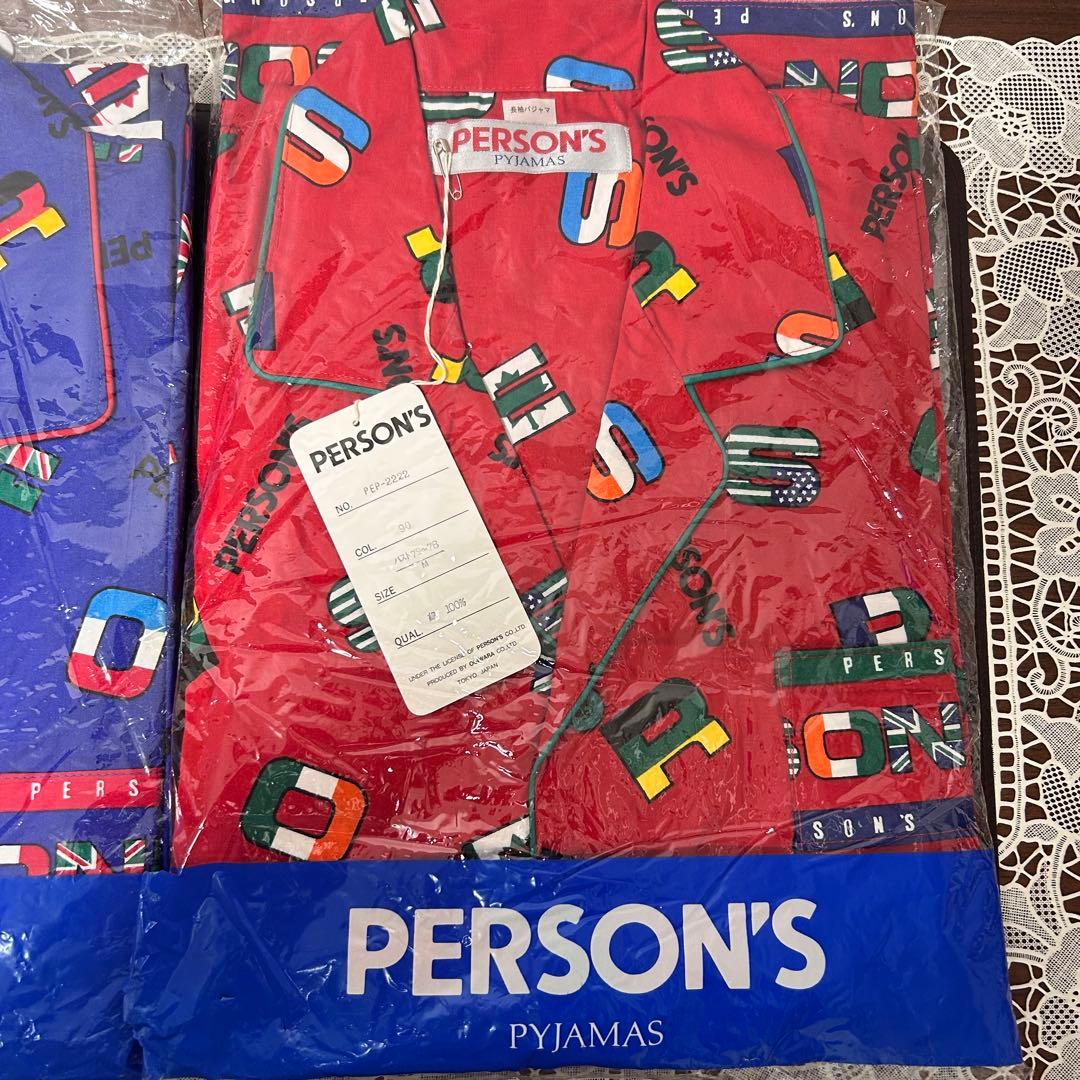 未使用品　レトロ　パーソンズ　長袖　パジャマ　レディース　メンズ　赤　青　国旗