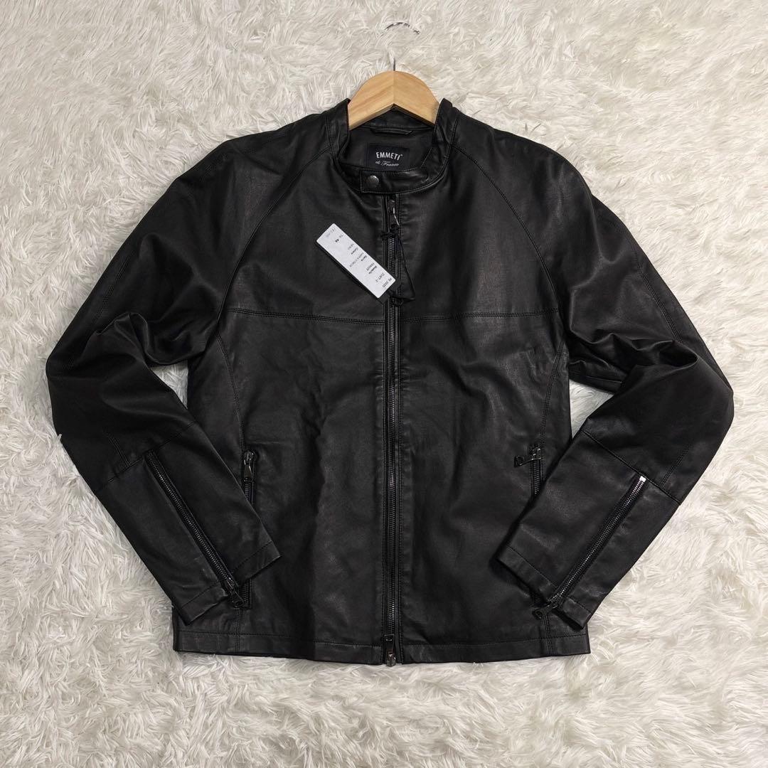 未使用タグ付き エンメティ レザージャケット シングル ライダース ラムレザー