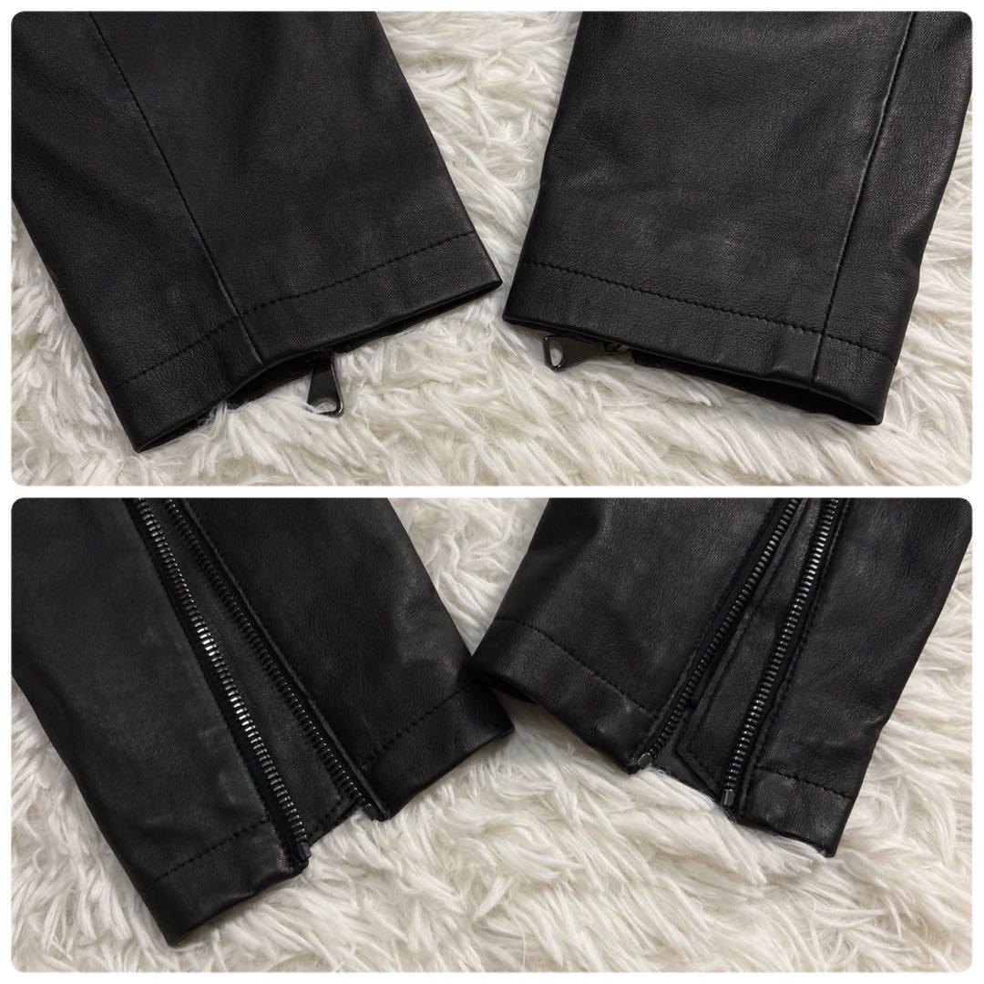 未使用タグ付き エンメティ レザージャケット シングル ライダース ラムレザー