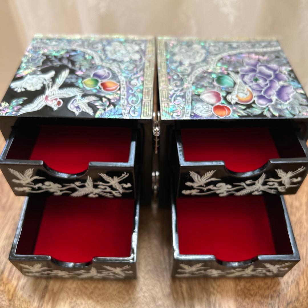 韓国伝統工芸品 双子宝石箱 螺鈿細工 貝象嵌 ジュエリーボックス ヴィンテージ