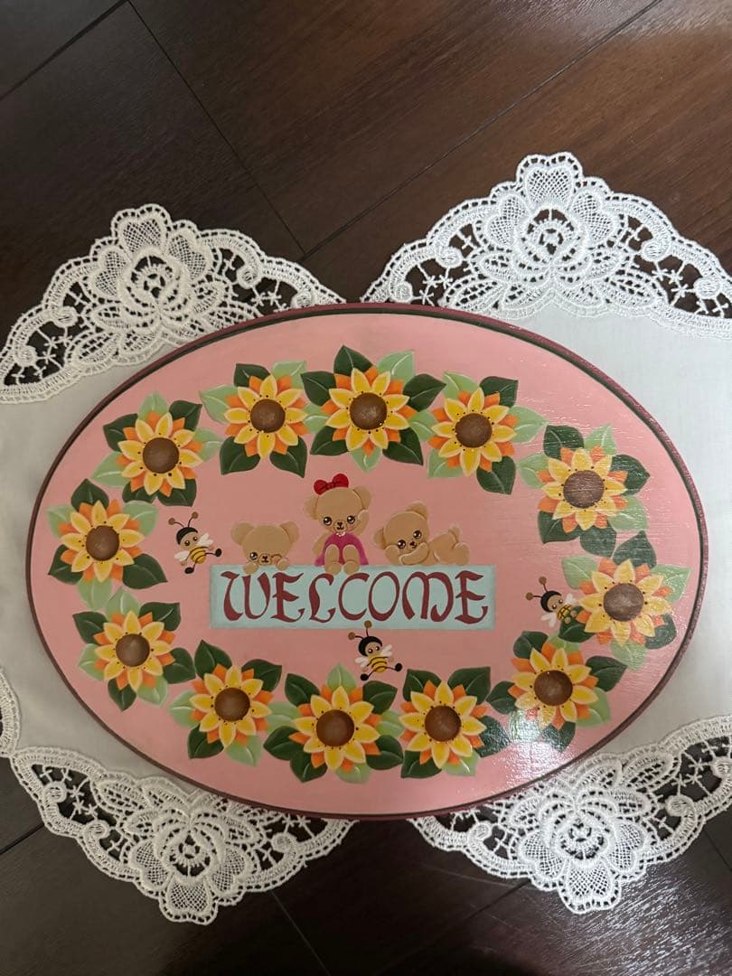 トールペイント　ウェルカムプレートと花柄小物入れ フォトフレーム