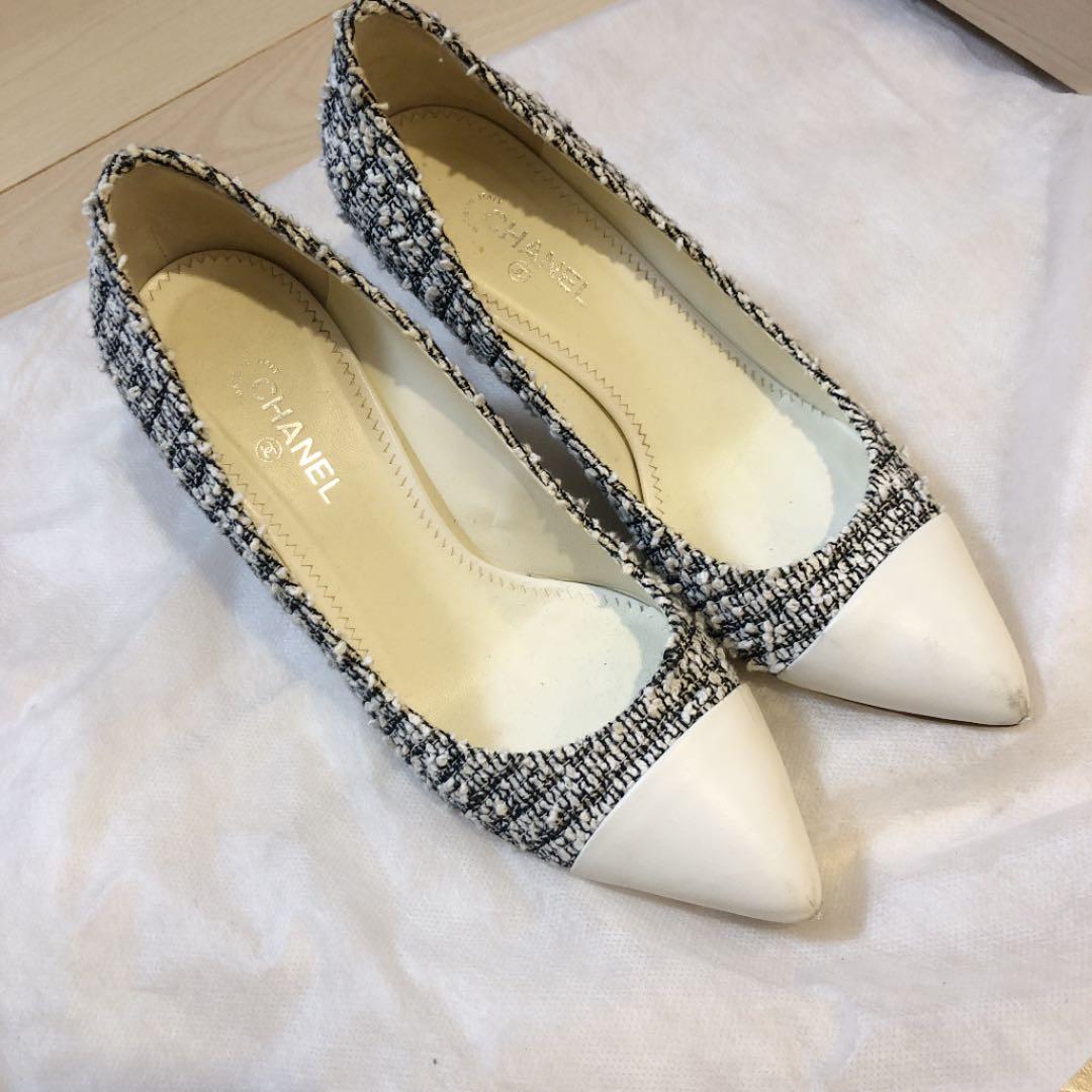 完売品■シャネル CHANEL■ツイード パンプス 靴37 23.0〜24.0