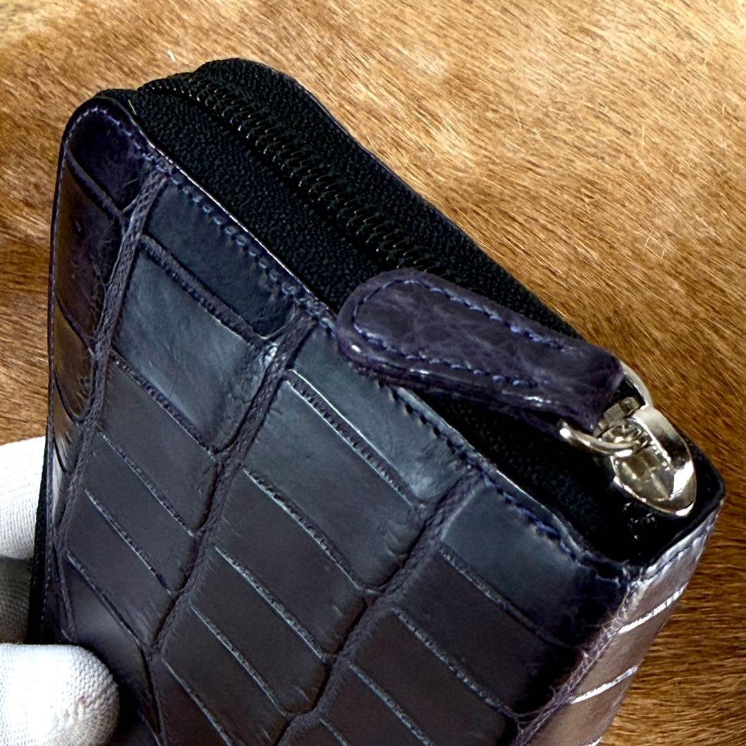 新品同様 JRA定12万 最高峰 クロコダイル ポロサス 無双 長財布 紫