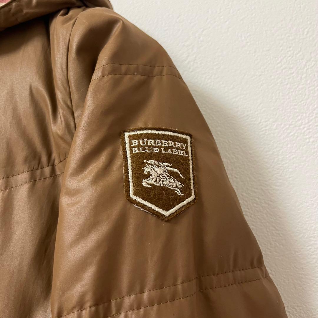 バーバリーブルーレーベル ダウンジャケット　フェザー　ロゴ　ノバチェック　ホース