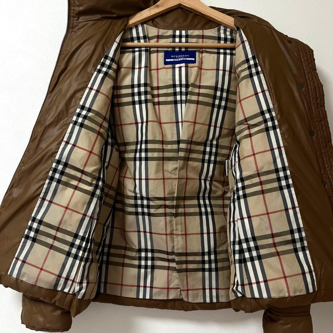 バーバリーブルーレーベル ダウンジャケット　フェザー　ロゴ　ノバチェック　ホース