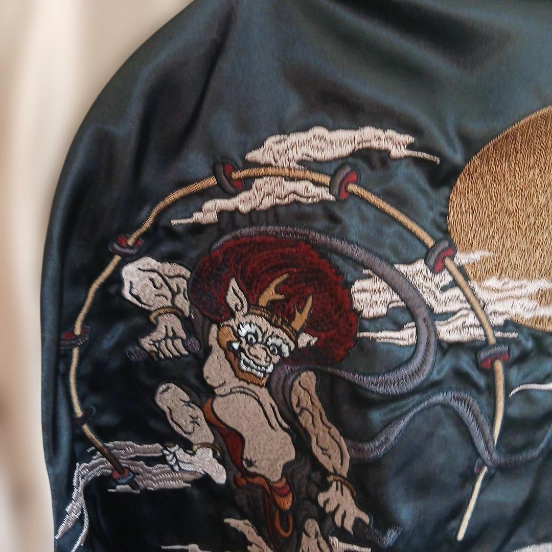 ジ*ン様 絡繰魂 　スカジャン 風神雷神 総刺繍　サイズXL