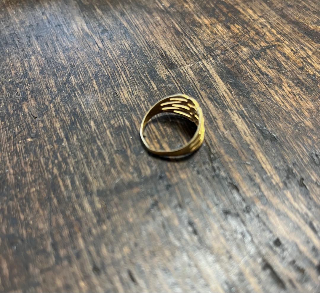 k18 YG ダイヤ ビンテージ 透かし彫りリング 9〜10号　約2g 鑑定済み