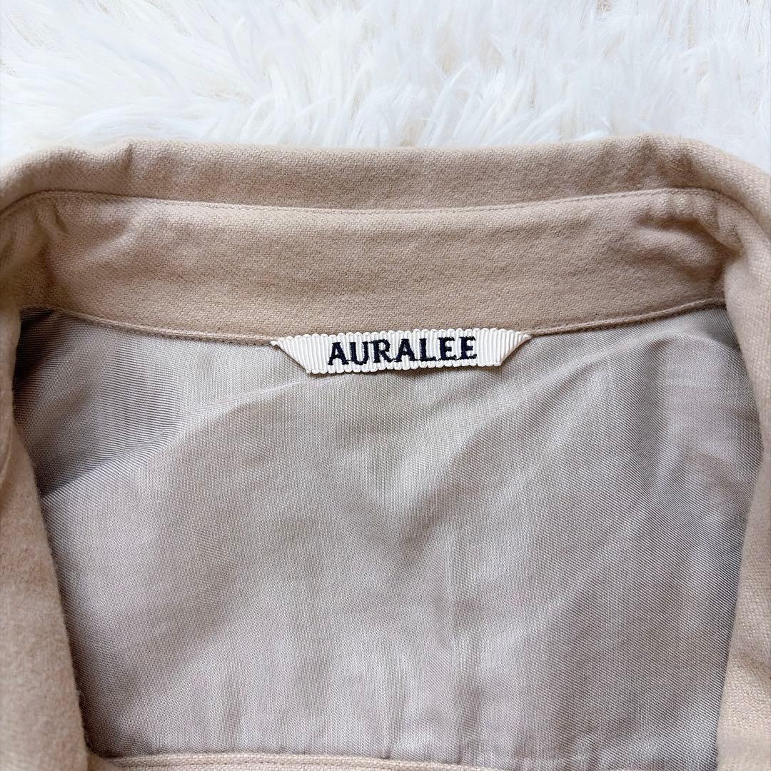 【美品】オーラリー　AURALEE ウール100%フランネルシャツ　ベージュ