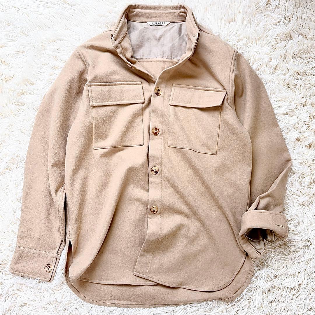 【美品】オーラリー　AURALEE ウール100%フランネルシャツ　ベージュ