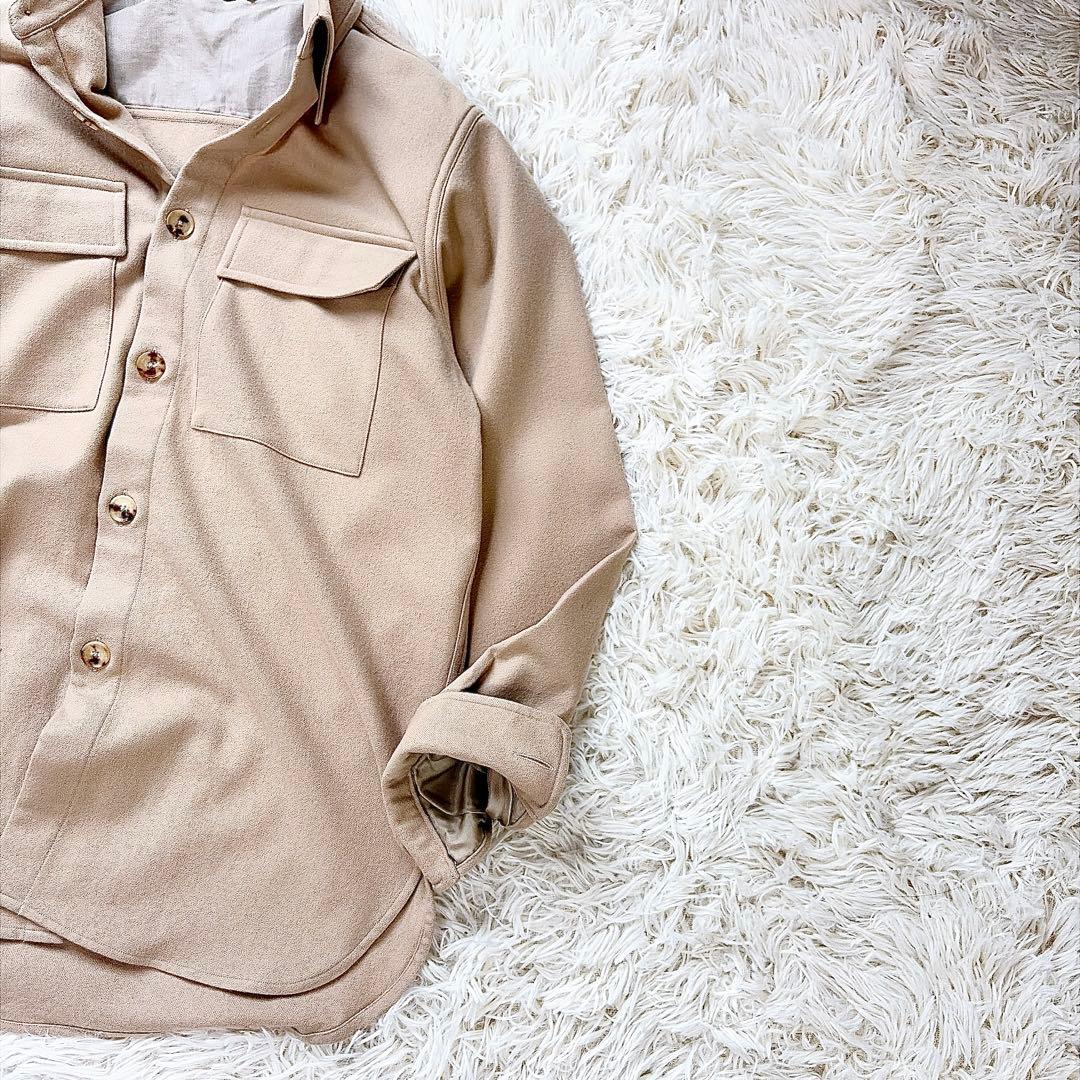 【美品】オーラリー　AURALEE ウール100%フランネルシャツ　ベージュ