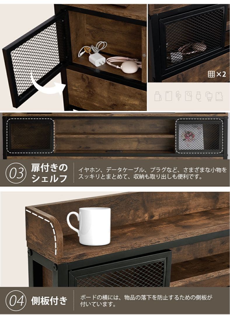 ★送料込み★ 棚・宮・脚・ヘッドボード付きローベッドフレーム ダブルサイズ