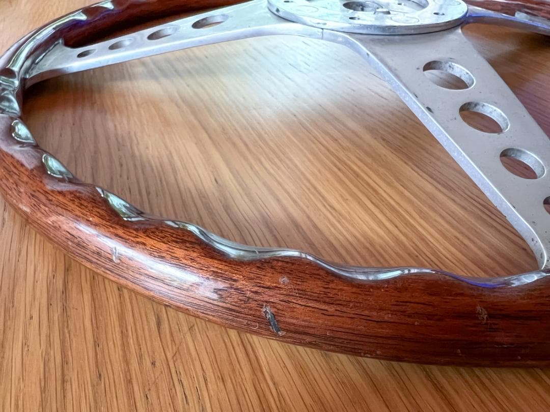 レスレストン　グランプリ　ウッドステアリング　390mm　カラー付き　当時もの