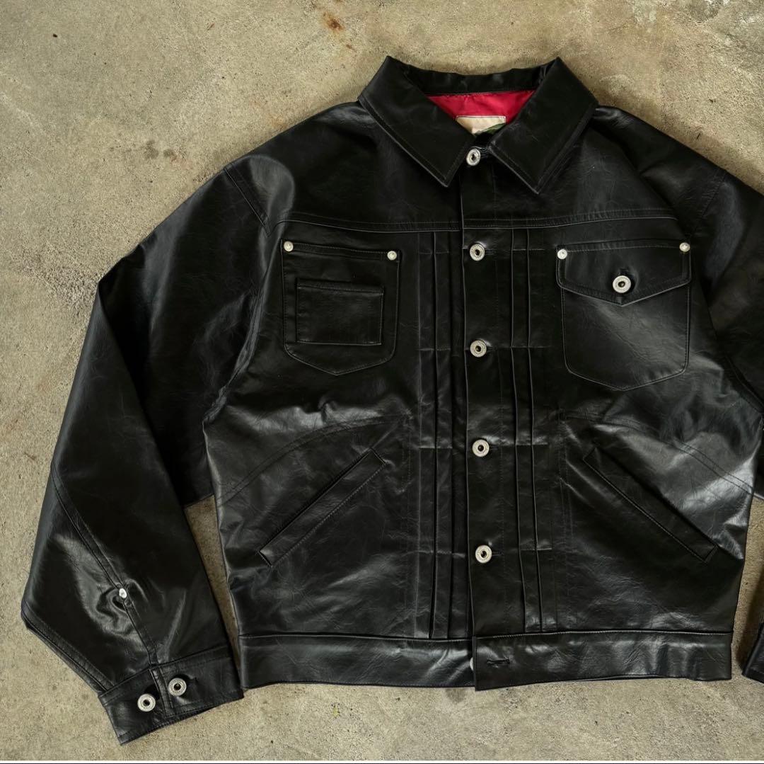 ジャケット・アウター ballsy denim jacket type leather jacket