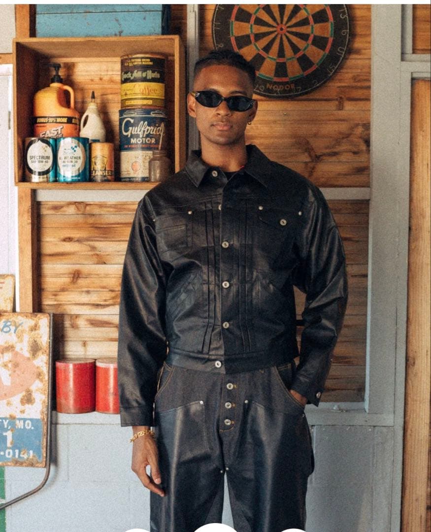 ジャケット・アウター ballsy denim jacket type leather jacket