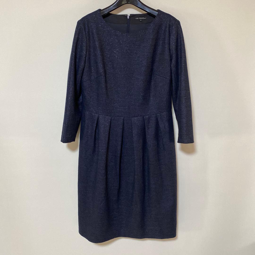 23区 濃紺 ネイビー ラメ入り 七分袖 38 ワンピース 春秋 DMW
