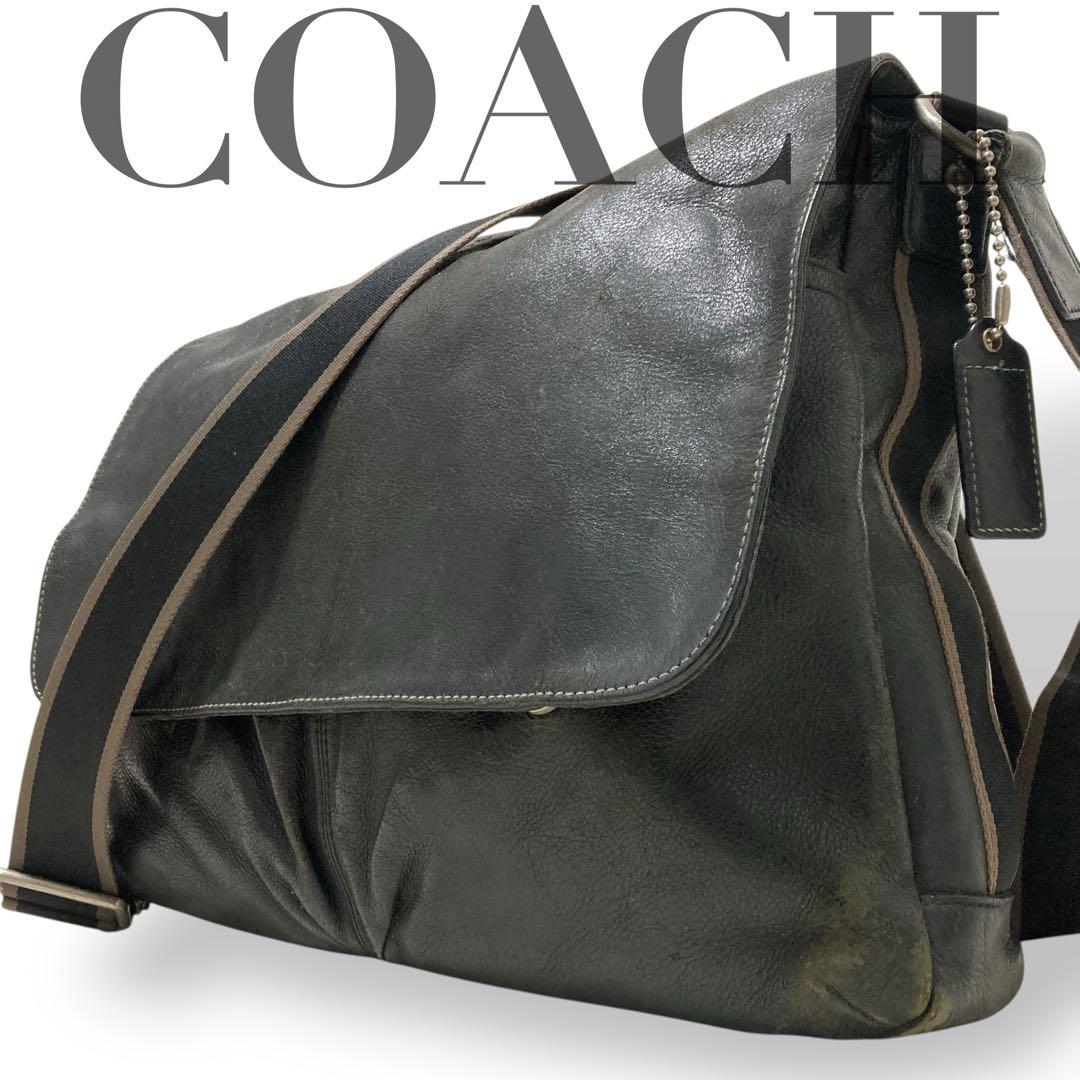 【良品】コーチ　ショルダーバッグ　メッセンジャー　斜め掛け　クロスボディブラック