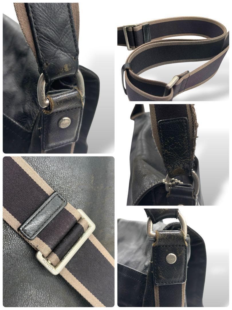 【良品】コーチ　ショルダーバッグ　メッセンジャー　斜め掛け　クロスボディブラック