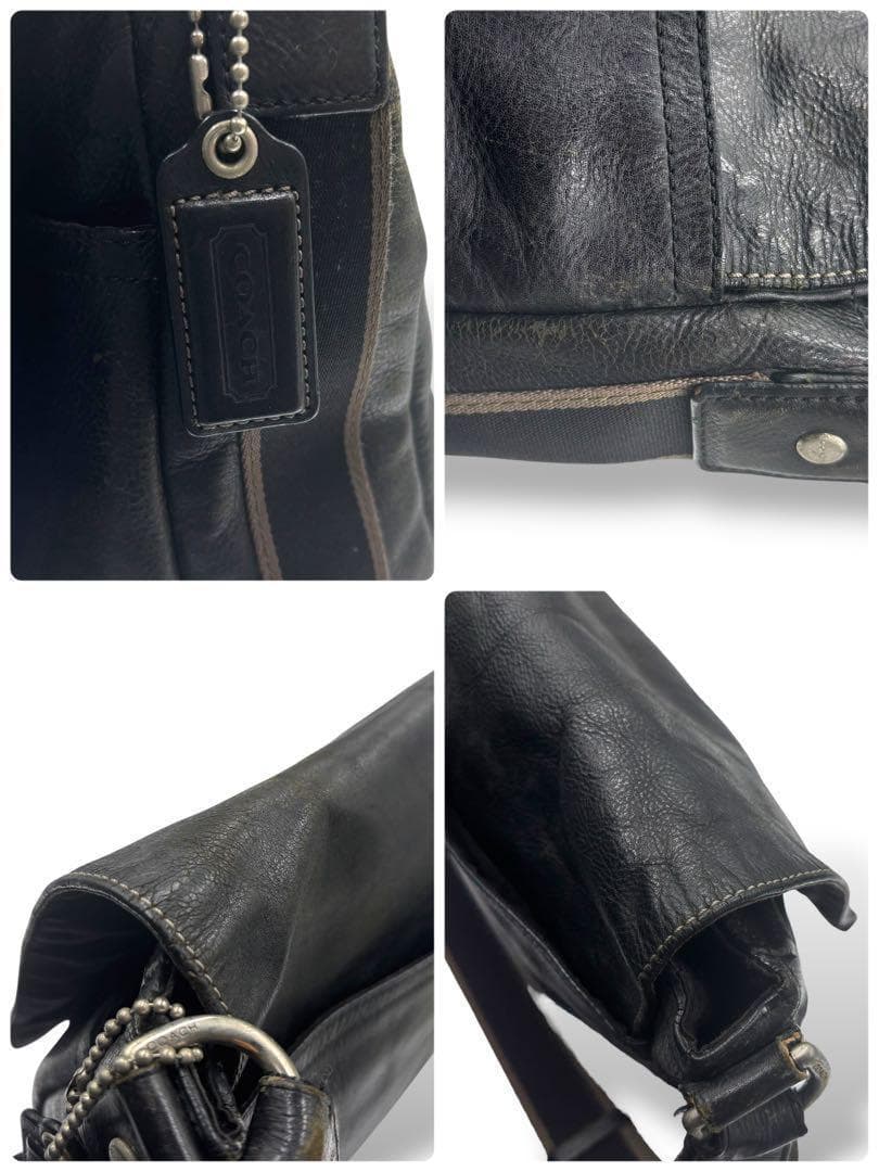 【良品】コーチ　ショルダーバッグ　メッセンジャー　斜め掛け　クロスボディブラック