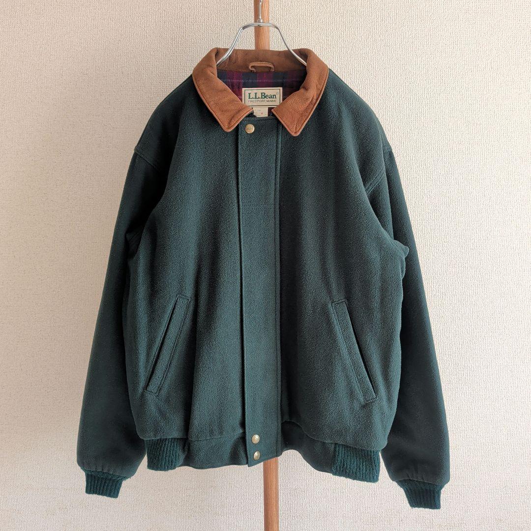 80s エルエルビーン ウールブルゾン レザー襟 ボンバージャケット USA製