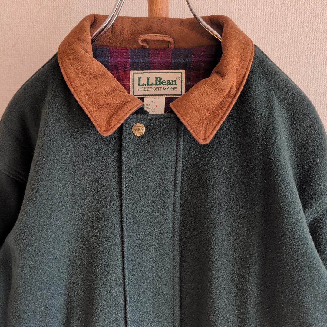 80s エルエルビーン ウールブルゾン レザー襟 ボンバージャケット USA製