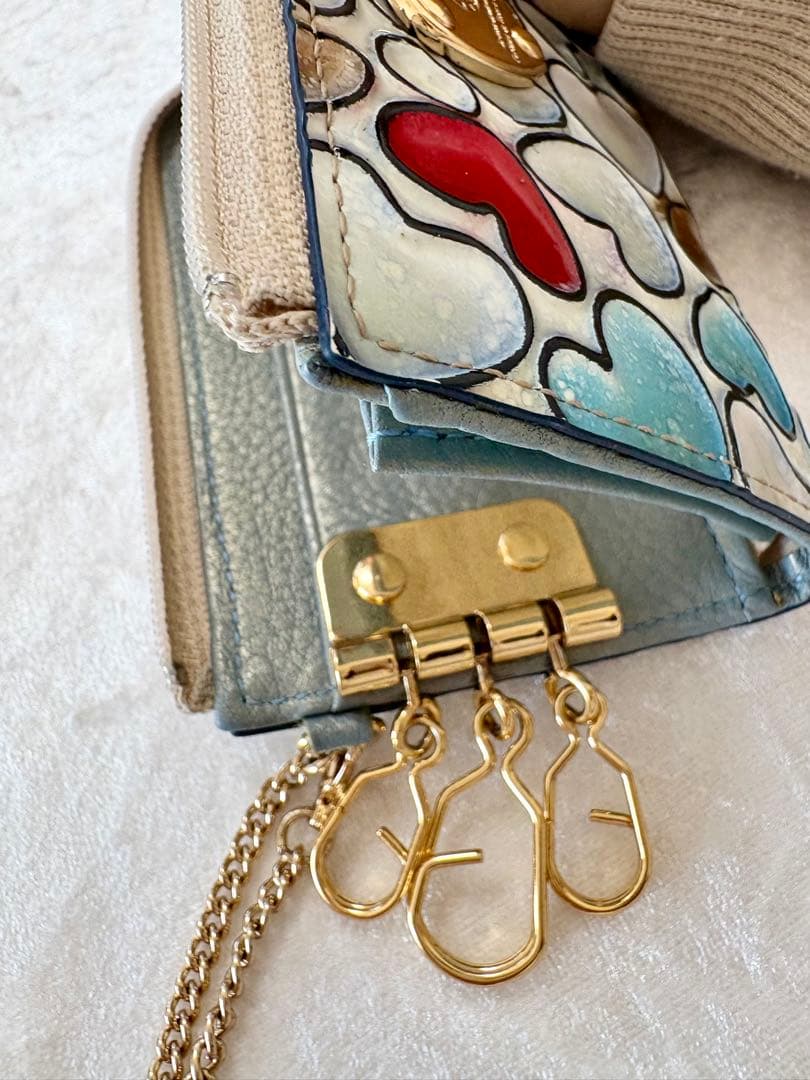 ATAO アタオ キーケース ベル ハッピーヴィトロ プラチナグラス ハート