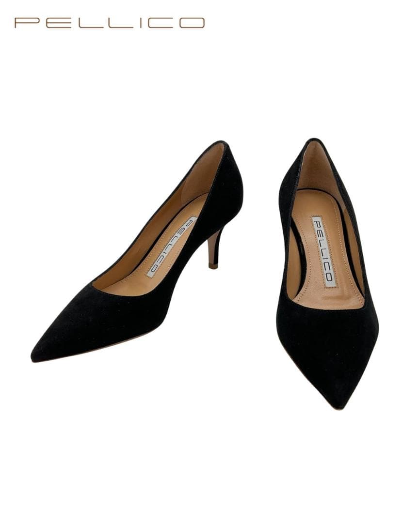 【新品】PELLICO スエードポインテッドトゥパンプス ブラック 34