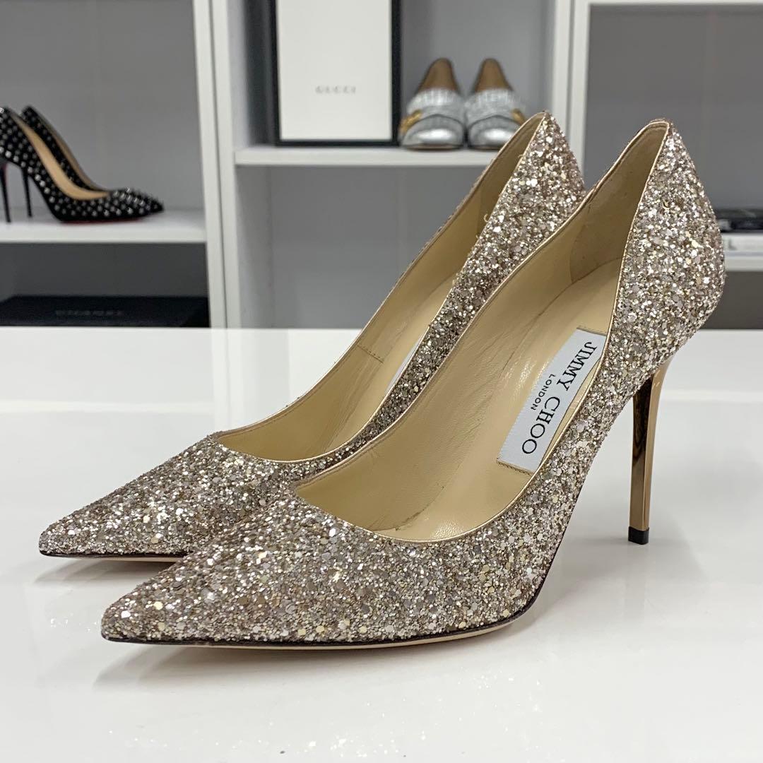 ジミーチュウ グリッター パンプス ゴールド