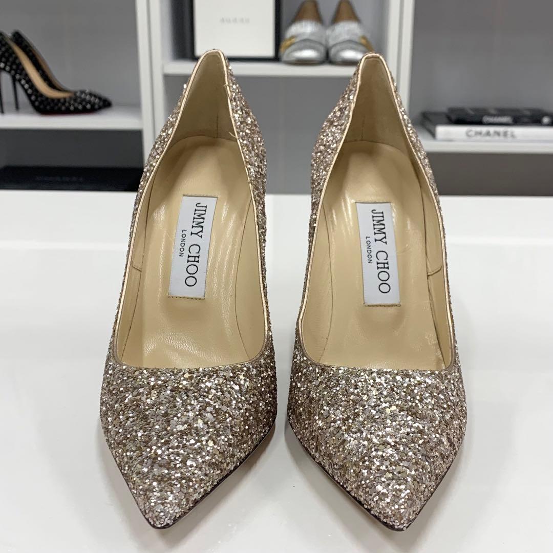 ジミーチュウ グリッター パンプス ゴールド