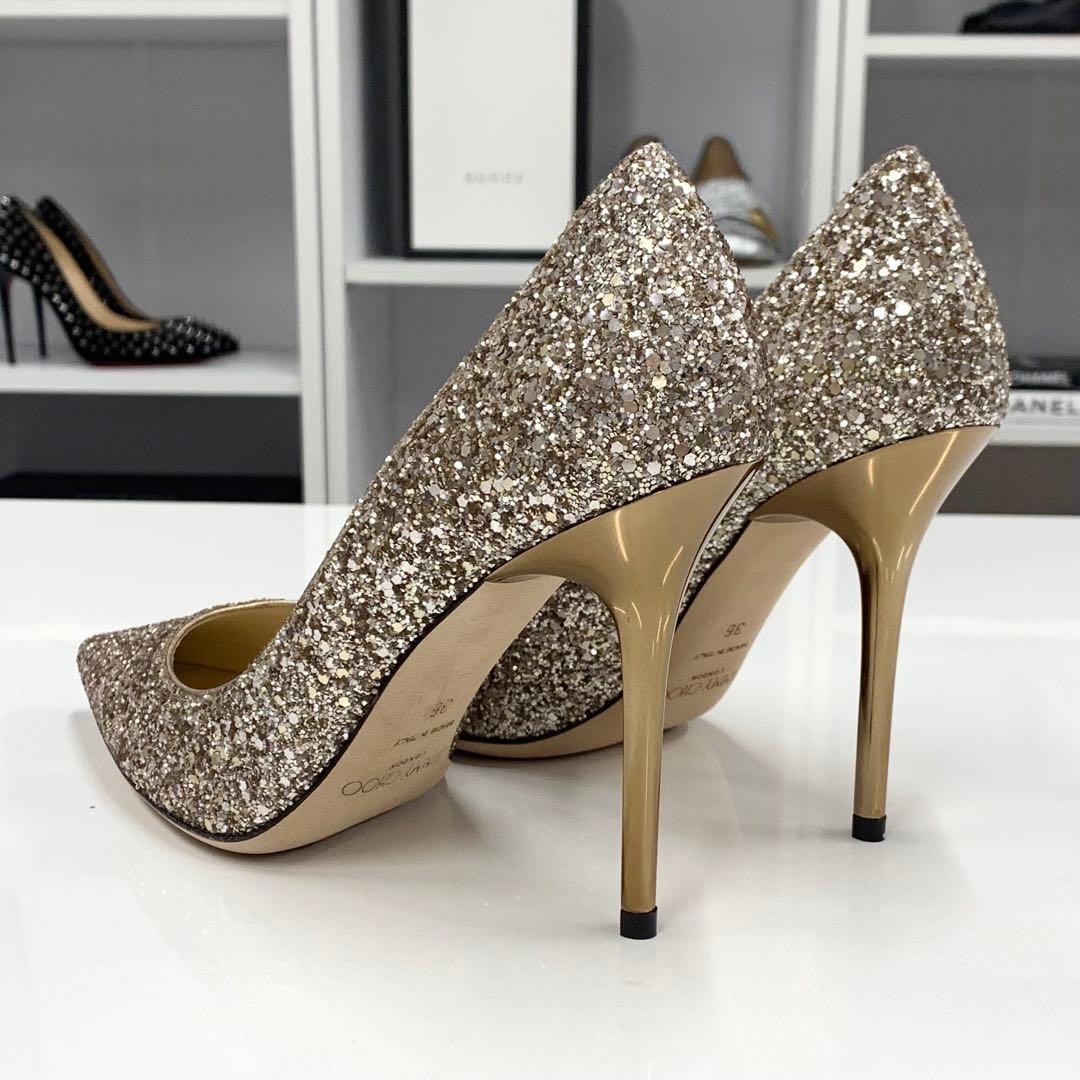 ジミーチュウ グリッター パンプス ゴールド