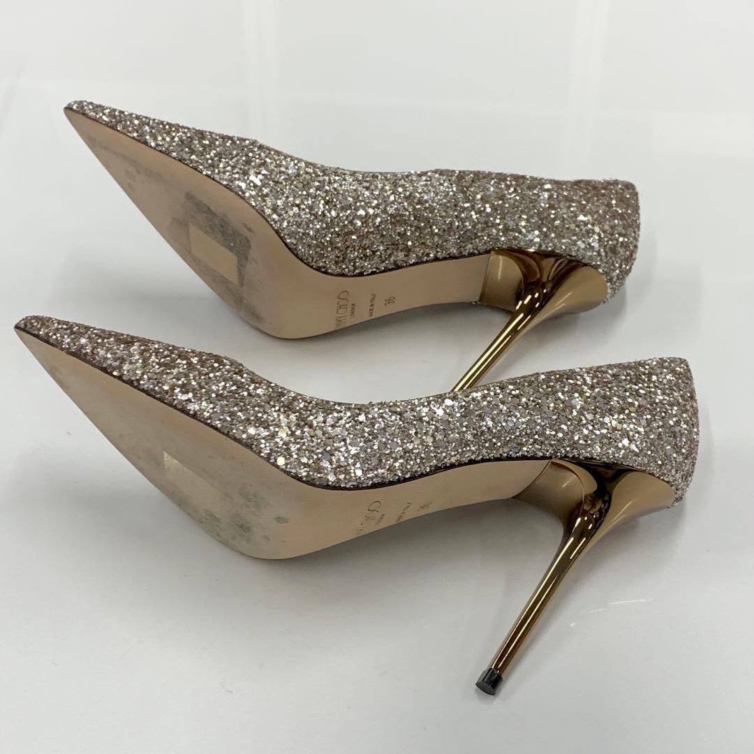 ジミーチュウ グリッター パンプス ゴールド