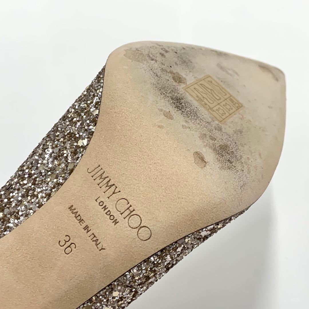 ジミーチュウ グリッター パンプス ゴールド